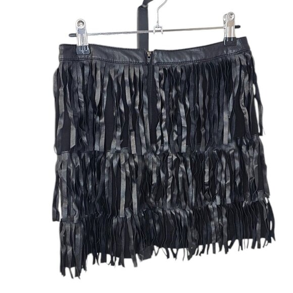 H&M Divided Faux Leather Fringe Mini Skirt, Moto,  Black, Size 6 - Picture 2 of 6